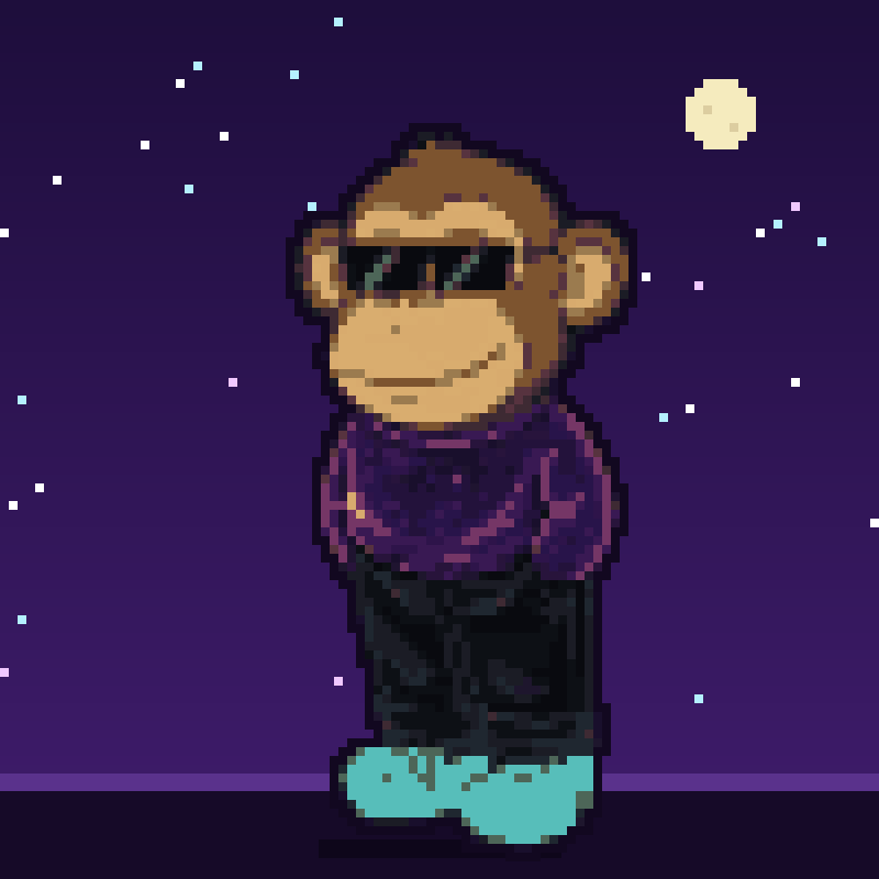 Chill Mono #0001: Pixel Mono in shades on an 8-bit night. Same pockets, fewer pixels.