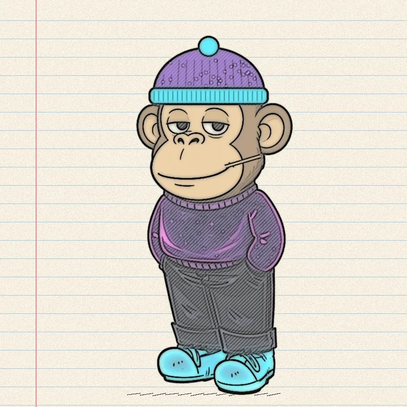 Chill Mono #0002: Ink Sketch Mono in a beanie, drawn on notebook paper.