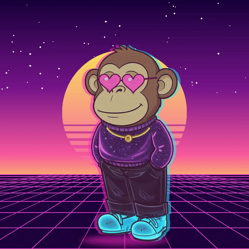 Chill Mono #0005: Vaporwave Mono in heart shades on a sunset grid.